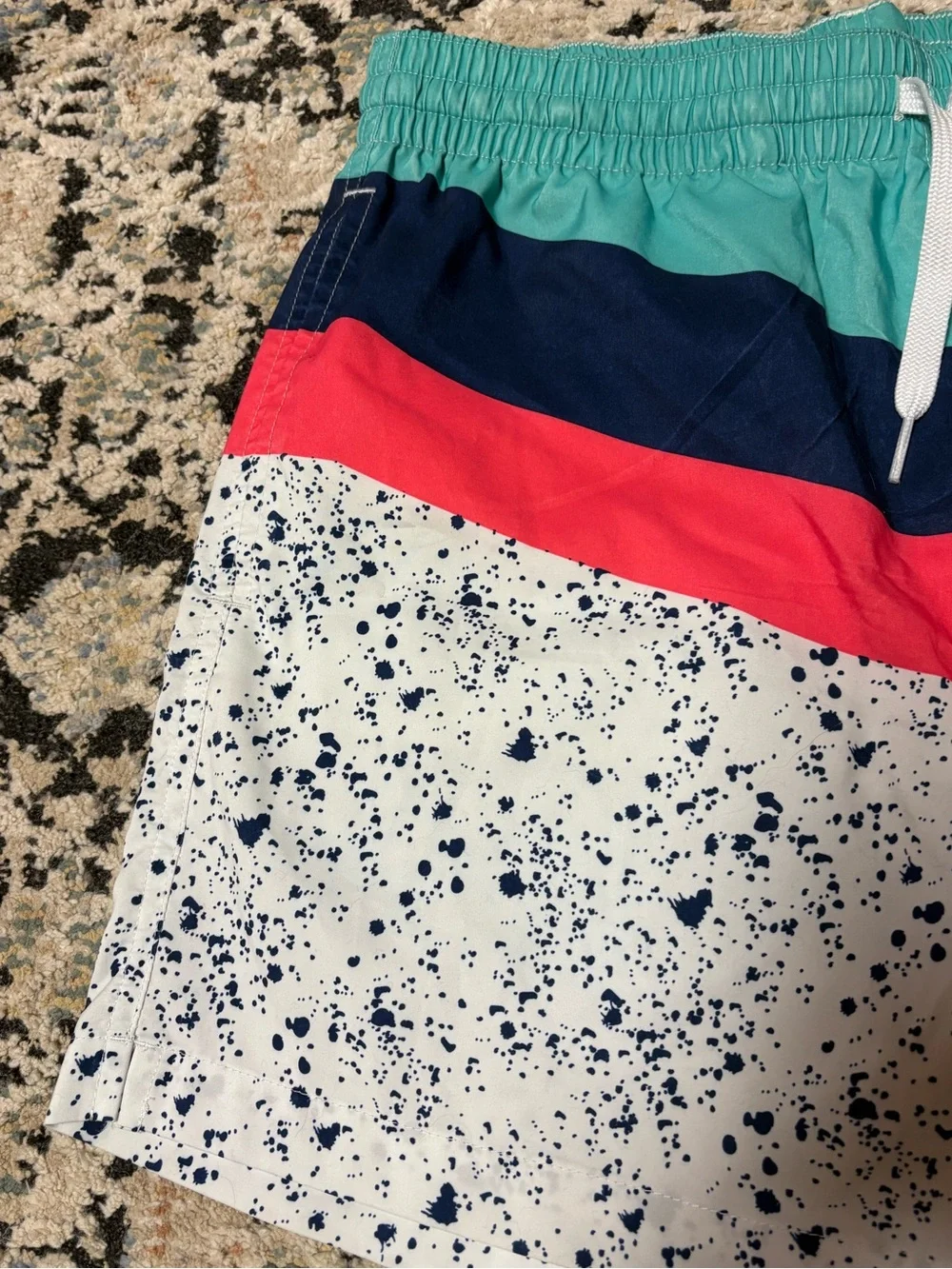 Chubbies Colorblock Speckle Swim Shorts - Teal, Navy & Coral
